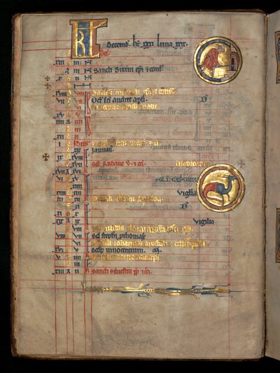 Ms 322 f.6v, Dezember, ein Mann legt Brote in einen Ofen, Illustration aus dem 